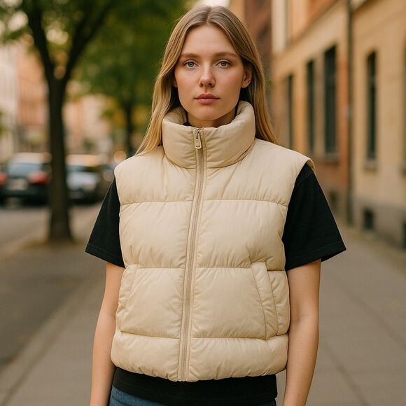 Love Tree NWT Cream Puffer Vest - Picture 1 of 6